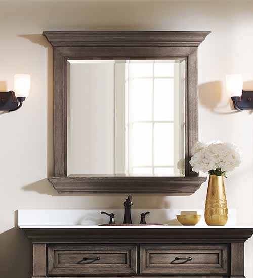 Loring Framed Vanity Mirror matching the Cabinet In Sepia Stain
